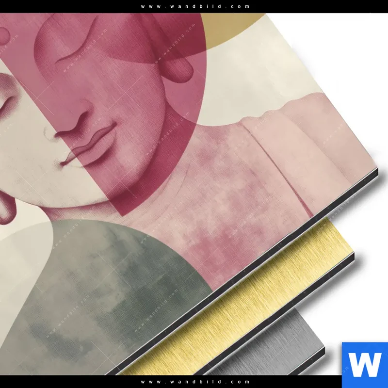 Aluminiumbild gebürstet | Buddha in sanfter Balance | Rund