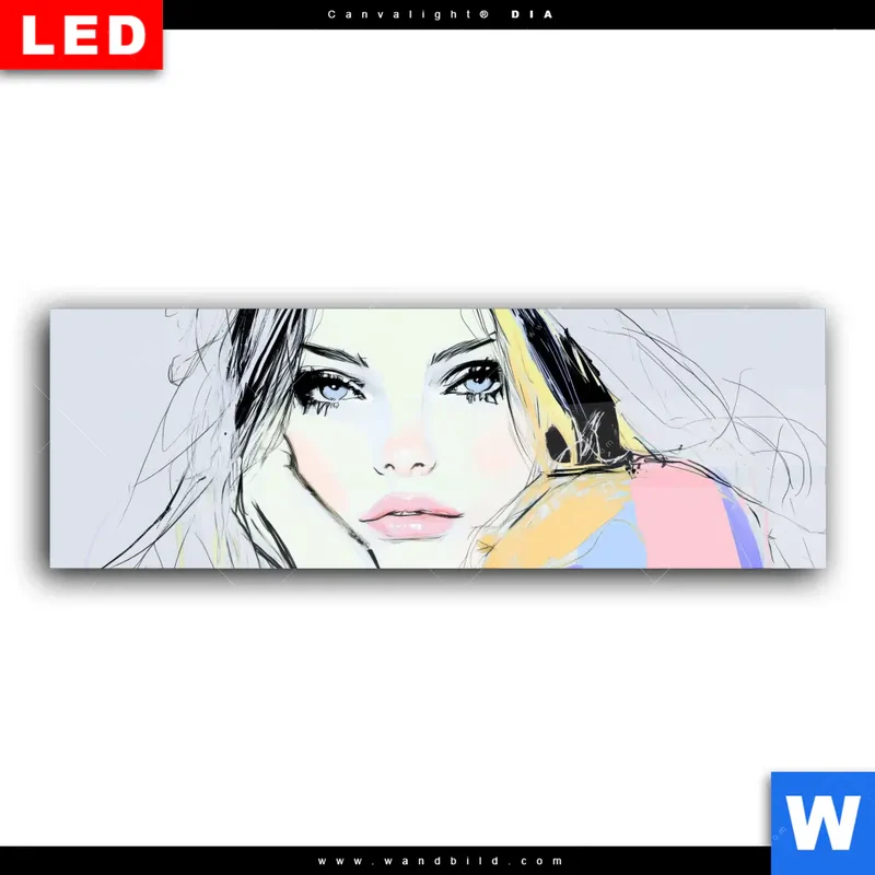Wechselmotiv Acrylglas Canvalight® DIA | Verträumter Blick einer Frau | Panorama
