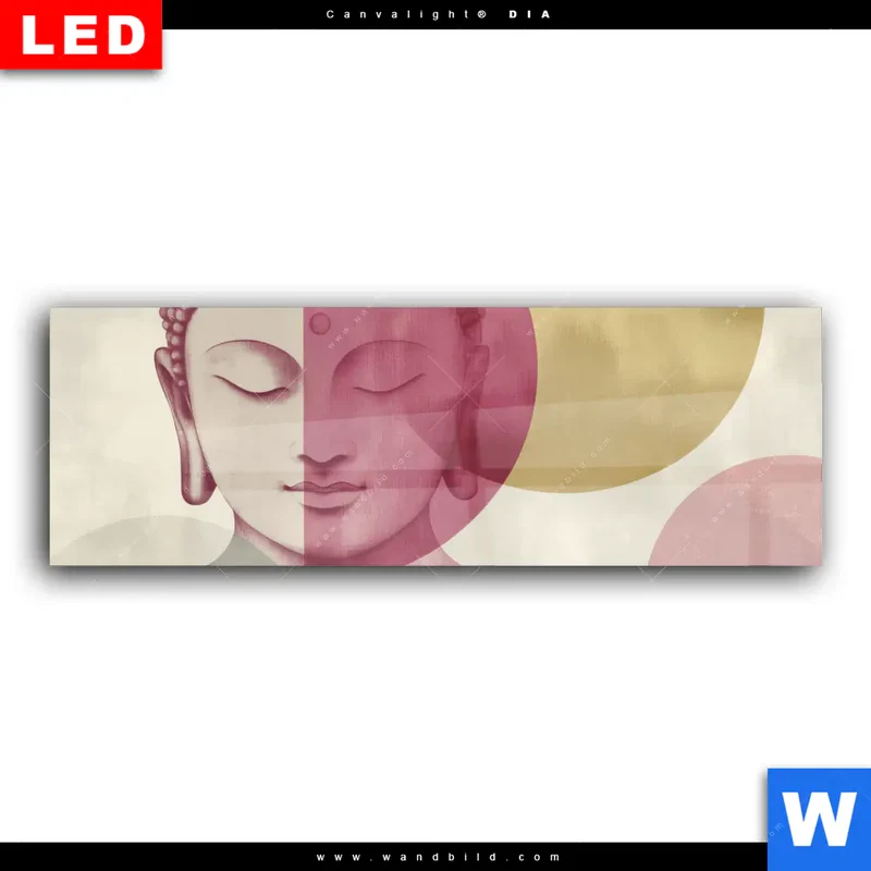 Wechselmotiv Acrylglas Canvalight® DIA | Buddha in sanfter Balance | Panorama