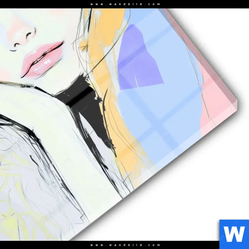 Acrylglasbild | Verträumter Blick einer Frau | Rund