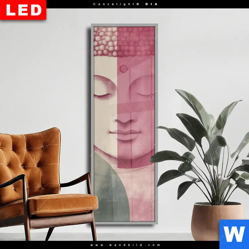 Wechselmotiv Acrylglas Canvalight® DIA | Buddha in sanfter Balance | Schmal