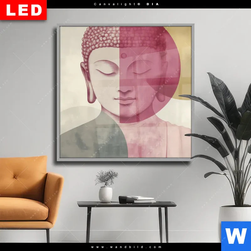 Wechselmotiv Acrylglas Canvalight® DIA | Buddha in sanfter Balance | Quadrat