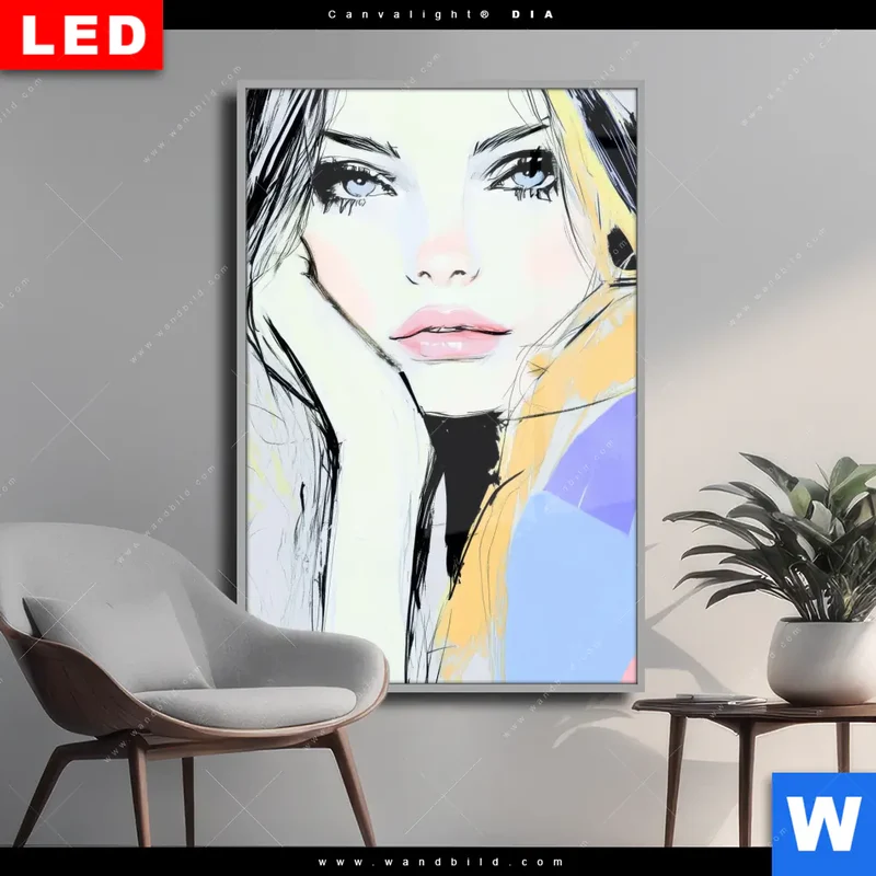 Wechselmotiv Acrylglas Canvalight® DIA | Verträumter Blick einer Frau | Hochformat