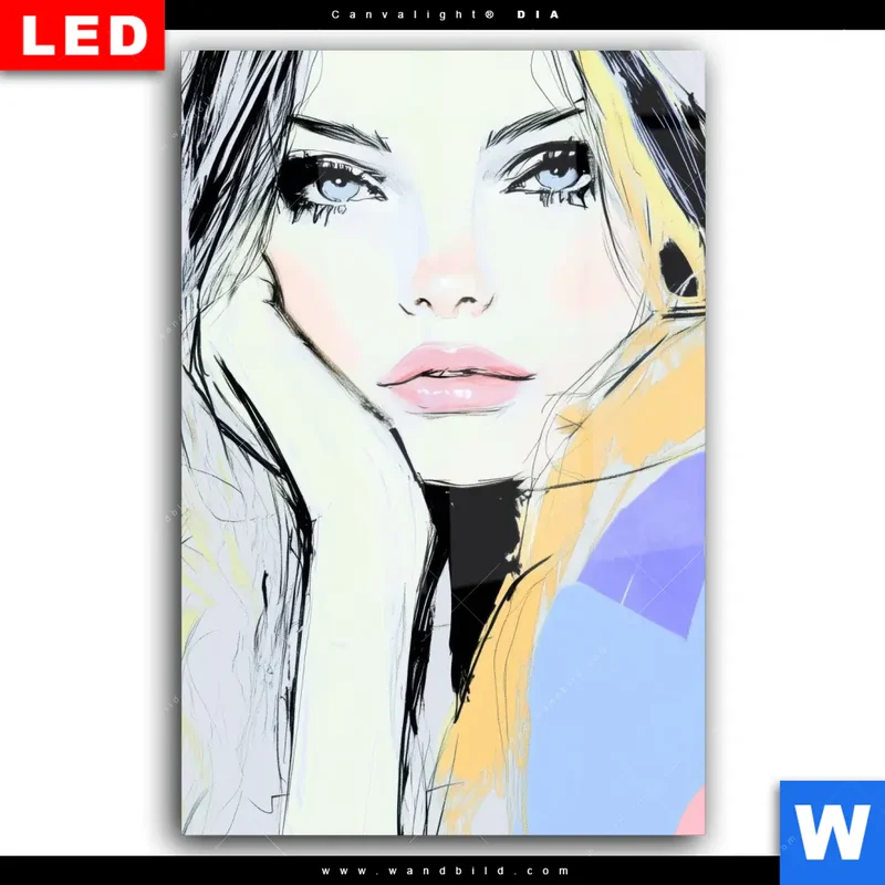 Wechselmotiv Acrylglas Canvalight® DIA | Verträumter Blick einer Frau | Hochformat