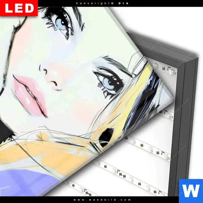 Wechselmotiv Acrylglas Canvalight® DIA | Verträumter Blick einer Frau | Hochformat