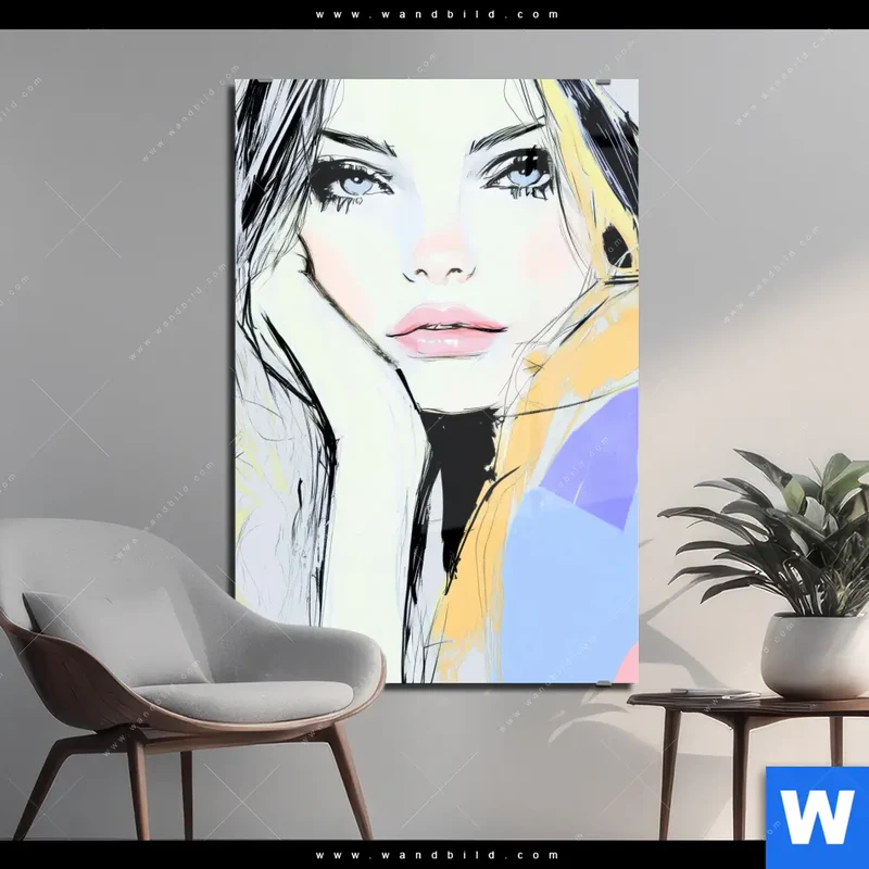 Acrylglasbild | Verträumter Blick einer Frau | Hochformat