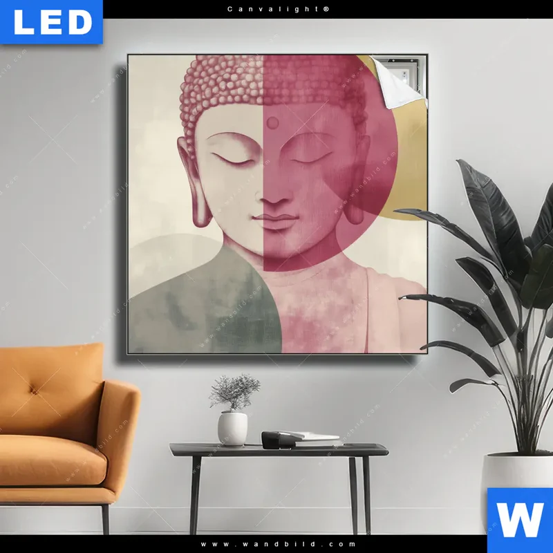 Canvalight® Leuchtbild | Buddha in sanfter Balance | Quadrat