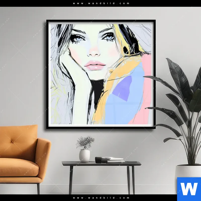 Poster | Verträumter Blick einer Frau | Quadrat