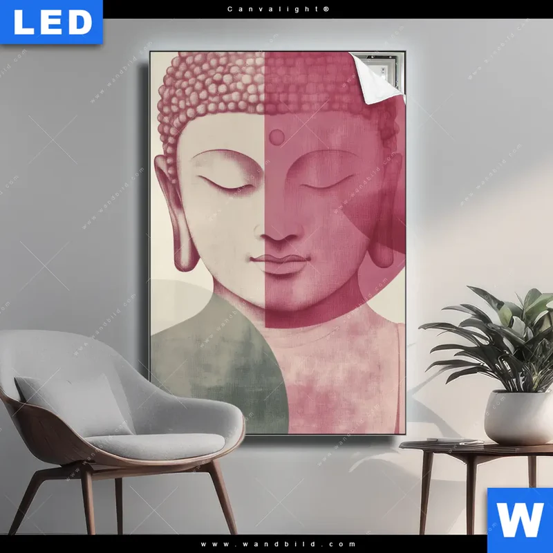 Canvalight® Leuchtbild | Buddha in sanfter Balance | Hochformat