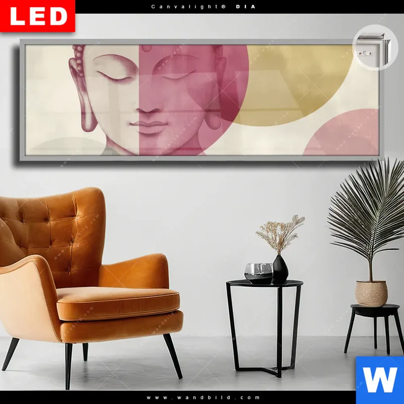 Leuchtbild Acrylglas Canvalight® DIA | Buddha in sanfter Balance | Panorama