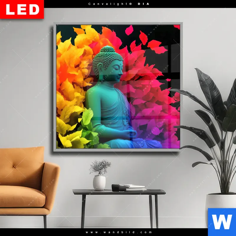 Wechselmotiv Acrylglas Canvalight® DIA | Meditierender Buddha | Quadrat