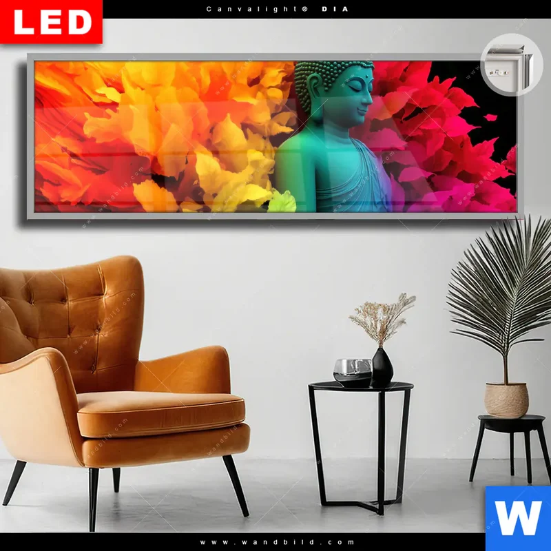 Leuchtbild Acrylglas Canvalight® DIA | Meditierender Buddha | Panorama