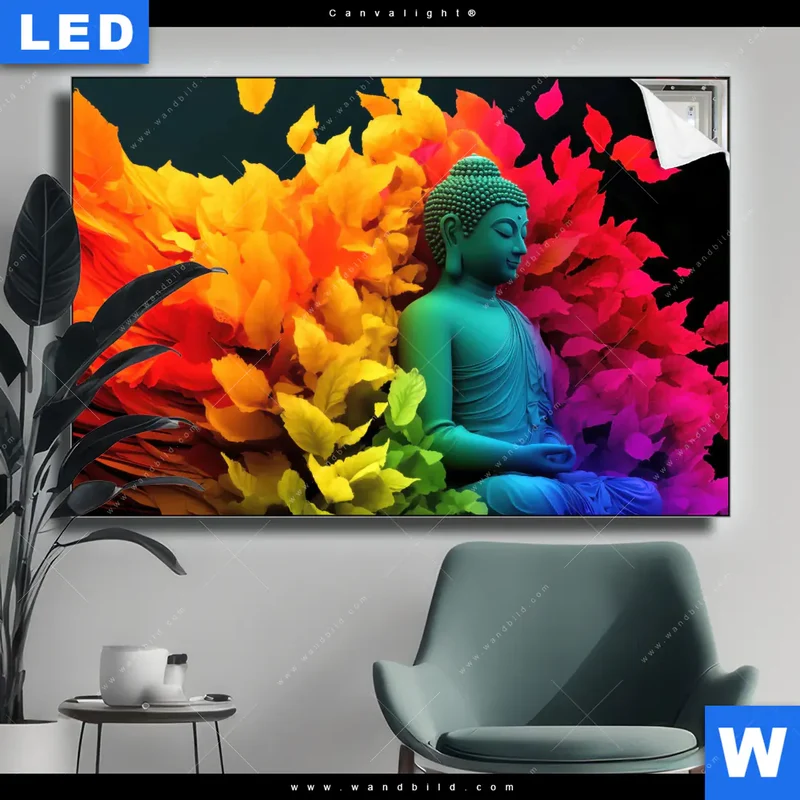 Canvalight® Leuchtbild | Meditierender Buddha | Querformat