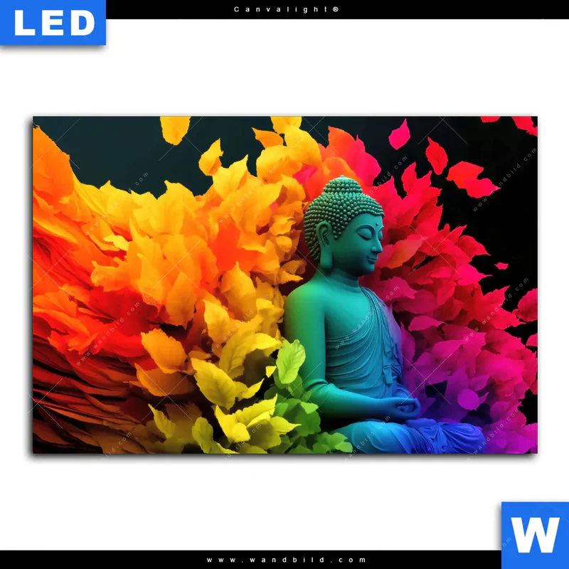 Canvalight® Leuchtbild | Meditierender Buddha | Querformat