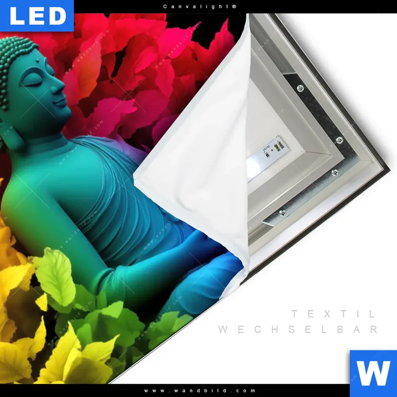 Canvalight® Leuchtbild | Meditierender Buddha | Querformat