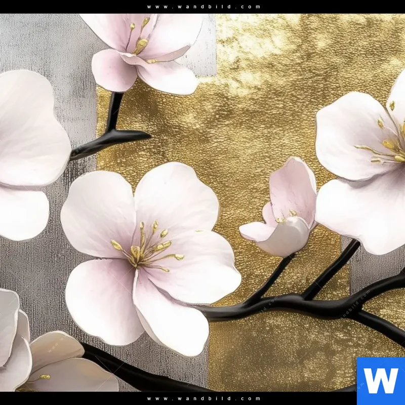 Canvalight® Leuchtbild | Kirschblüten in goldener Harmonie | Querformat