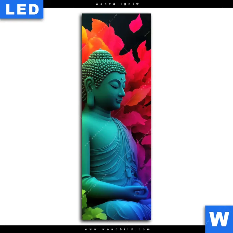 Canvalight® Leuchtbild | Meditierender Buddha | Schmal