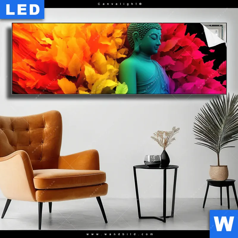 Canvalight® Leuchtbild | Meditierender Buddha | Panorama