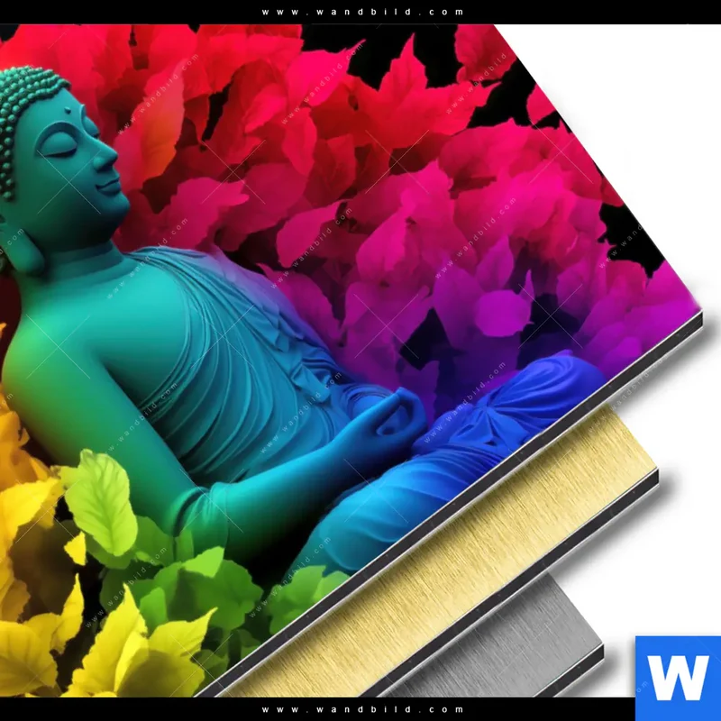 Aluminiumbild gebürstet | Meditierender Buddha | Querformat