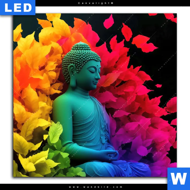 Canvalight® Leuchtbild | Meditierender Buddha | Quadrat