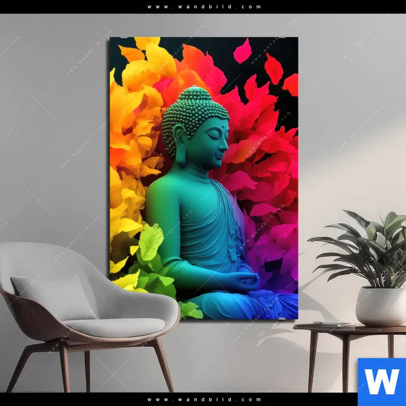 Aluminiumbild gebürstet | Meditierender Buddha | Hochformat