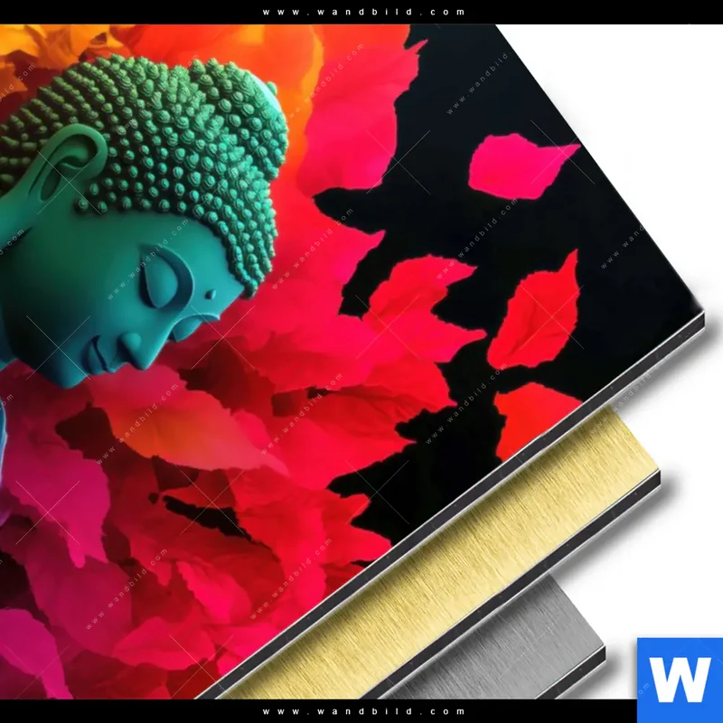 Aluminiumbild gebürstet | Meditierender Buddha | Hochformat