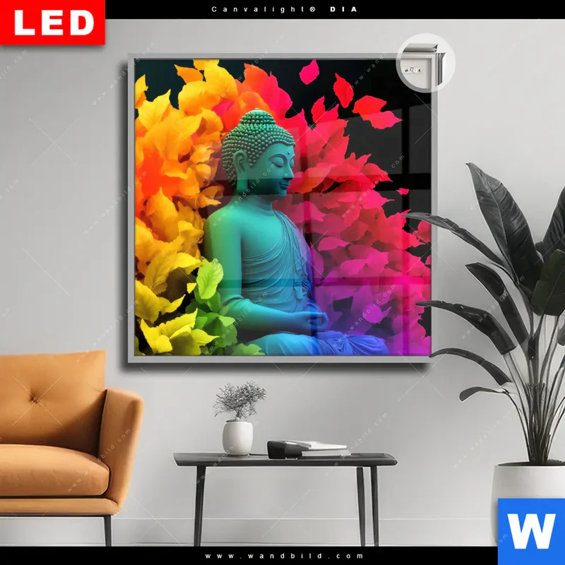 Leuchtbild Acrylglas Canvalight® DIA | Meditierender Buddha | Quadrat