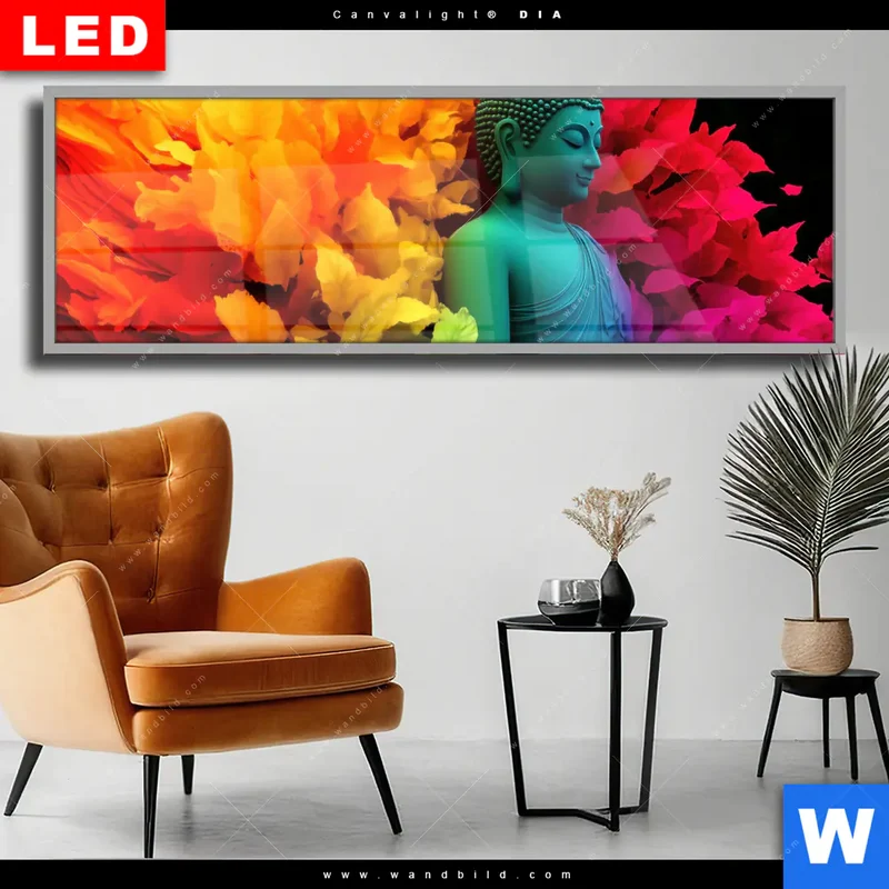 Wechselmotiv Acrylglas Canvalight® DIA | Meditierender Buddha | Panorama