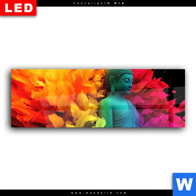 Wechselmotiv Acrylglas Canvalight® DIA | Meditierender Buddha | Panorama