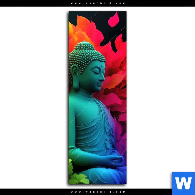 Aluminiumbild gebürstet | Meditierender Buddha | Schmal