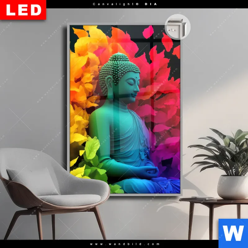 Leuchtbild Acrylglas Canvalight® DIA | Meditierender Buddha | Hochformat