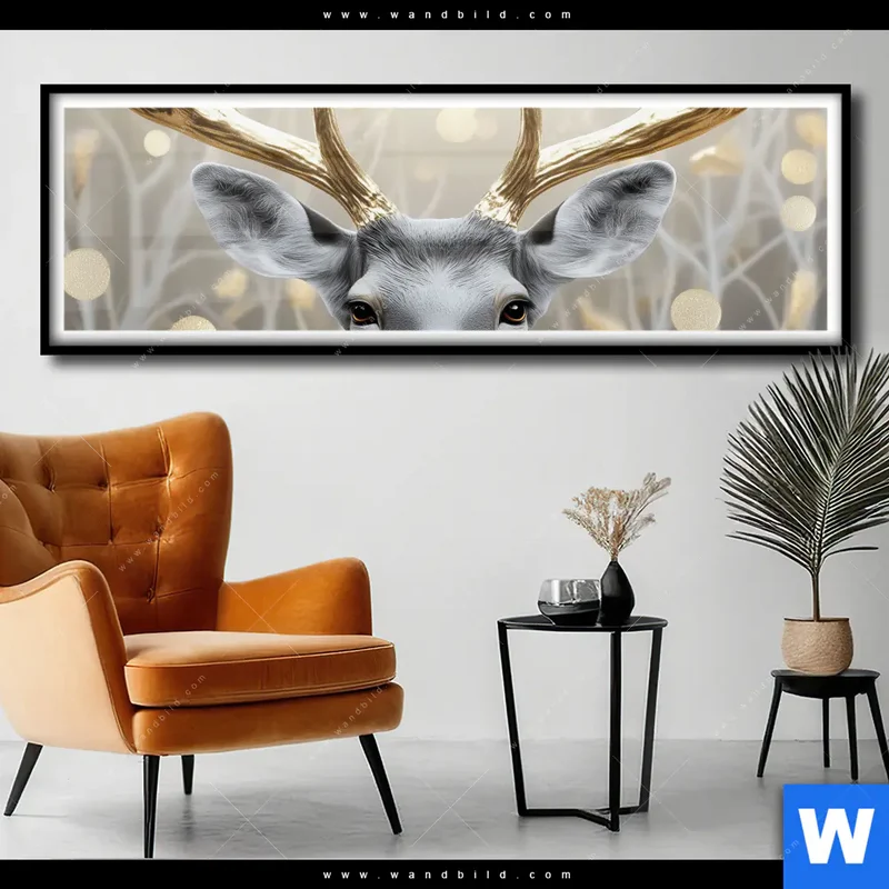 Poster | Hirsch mit goldenem Geweih | Panorama