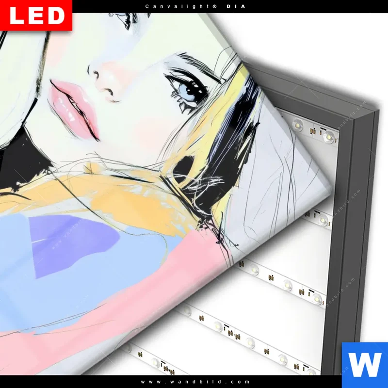 Wechselmotiv Acrylglas Canvalight® DIA | Verträumter Blick einer Frau | Quadrat