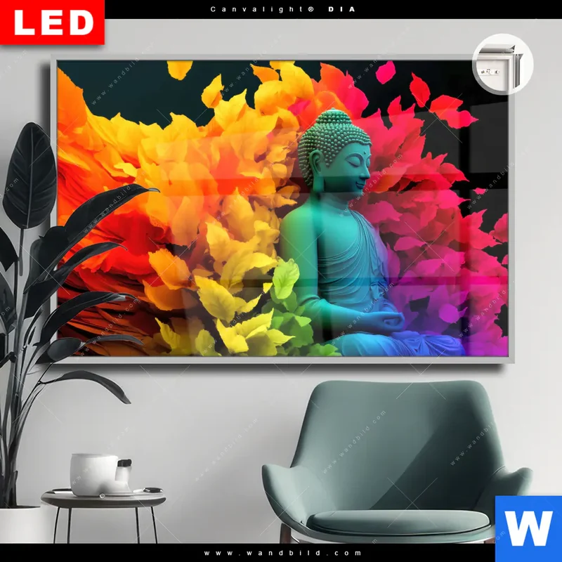 Leuchtbild Acrylglas Canvalight® DIA | Meditierender Buddha | Querformat