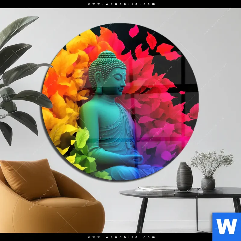 Acrylglasbild | Meditierender Buddha | Rund