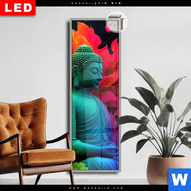 Leuchtbild Acrylglas Canvalight® DIA | Meditierender Buddha | Schmal