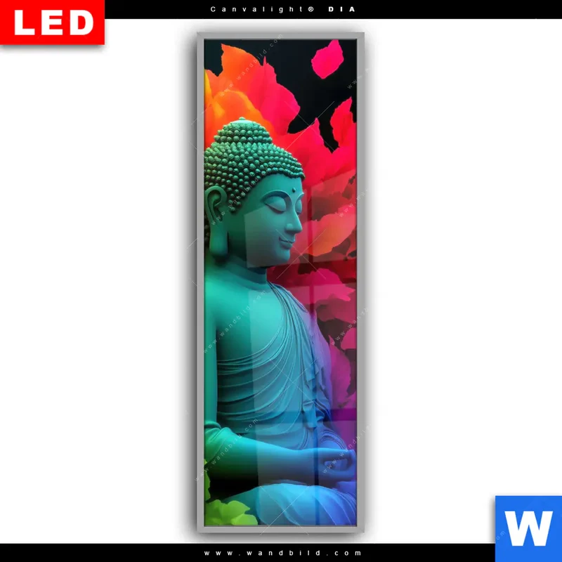Leuchtbild Acrylglas Canvalight® DIA | Meditierender Buddha | Schmal