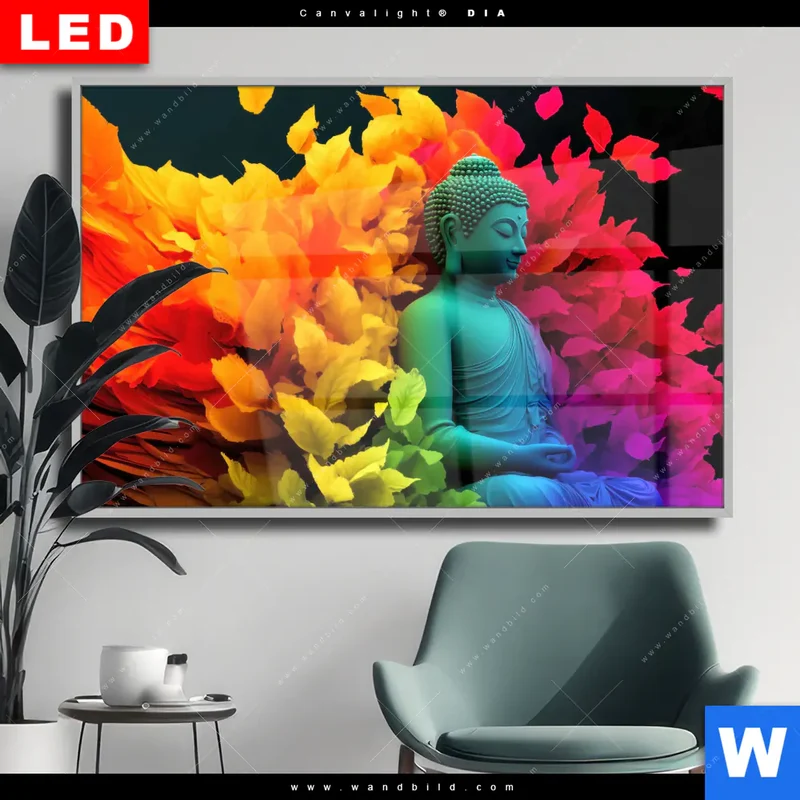 Wechselmotiv Acrylglas Canvalight® DIA | Meditierender Buddha | Querformat