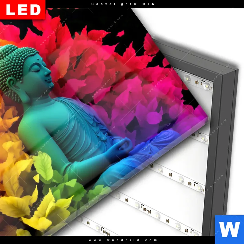 Wechselmotiv Acrylglas Canvalight® DIA | Meditierender Buddha | Querformat