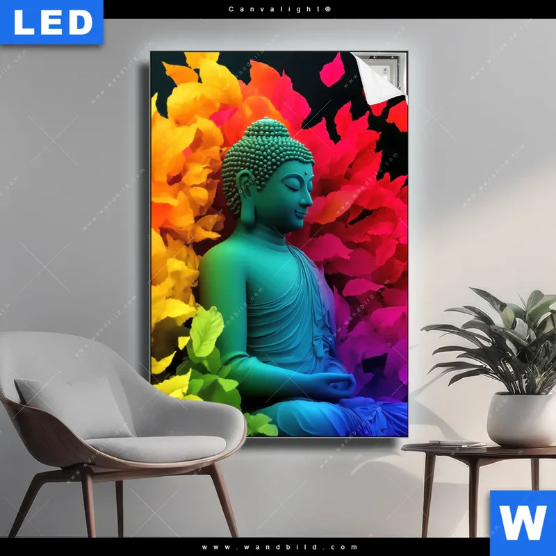 Canvalight® Leuchtbild | Meditierender Buddha | Hochformat