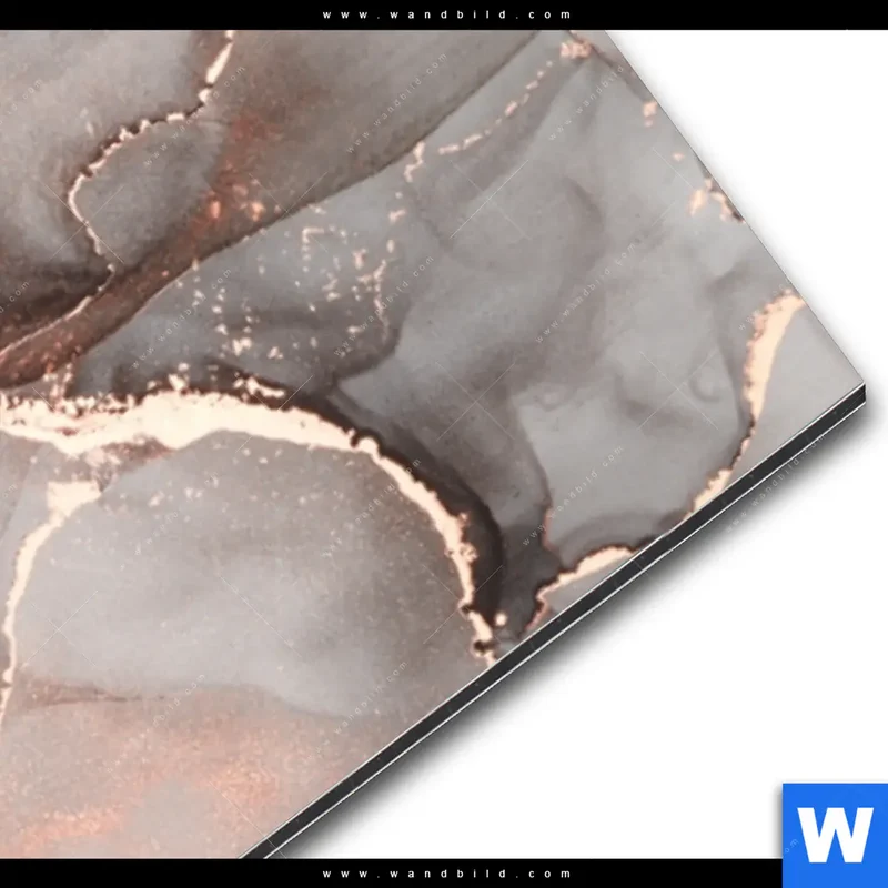 Alu-Dibond Bild | Fluid Art in edlen Metallic-Tönen | Panorama