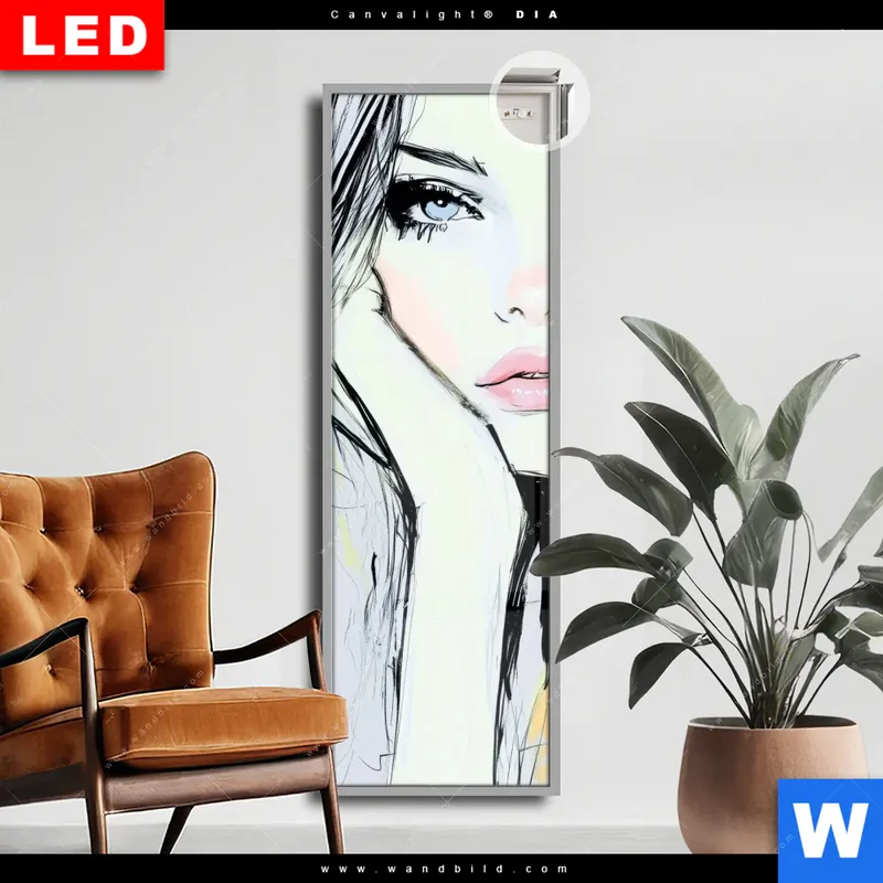 Leuchtbild Acrylglas Canvalight® DIA | Verträumter Blick einer Frau | Schmal