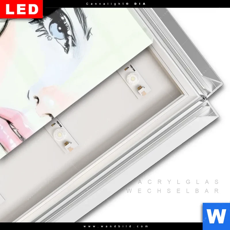 Leuchtbild Acrylglas Canvalight® DIA | Verträumter Blick einer Frau | Schmal