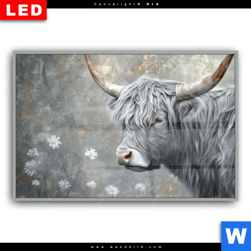 Leuchtbild Acrylglas Canvalight® DIA | Hochlandkuh - Sanfte Stärke | Querformat