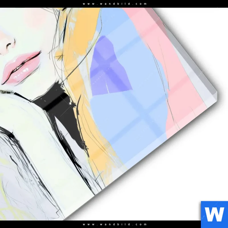 Acrylglasbild | Verträumter Blick einer Frau | Quadrat