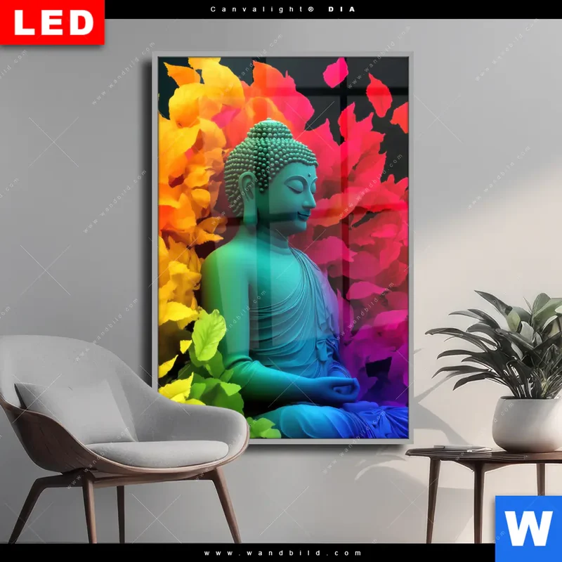 Wechselmotiv Acrylglas Canvalight® DIA | Meditierender Buddha | Hochformat