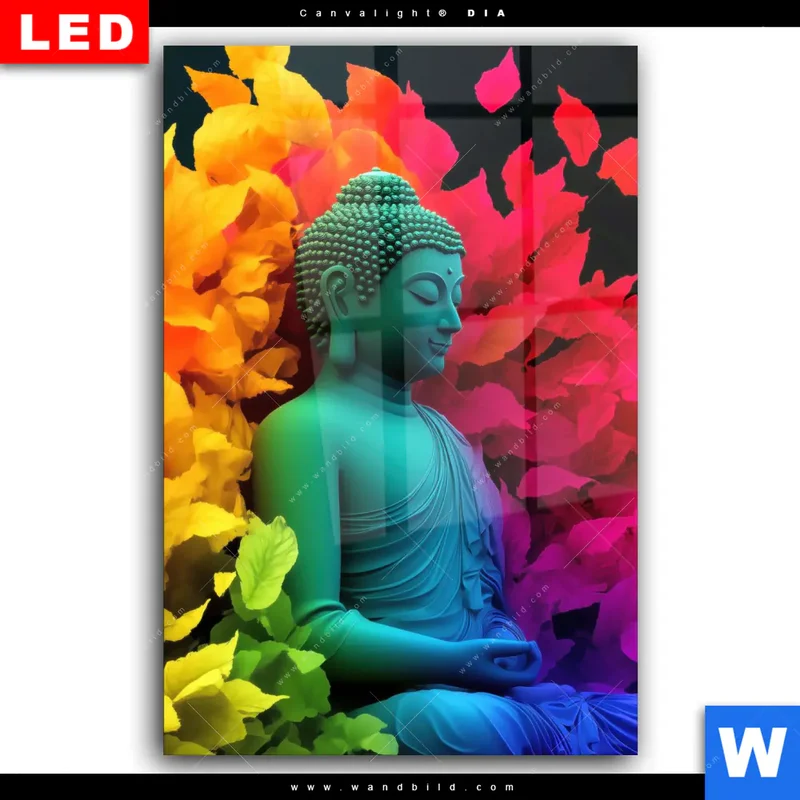 Wechselmotiv Acrylglas Canvalight® DIA | Meditierender Buddha | Hochformat