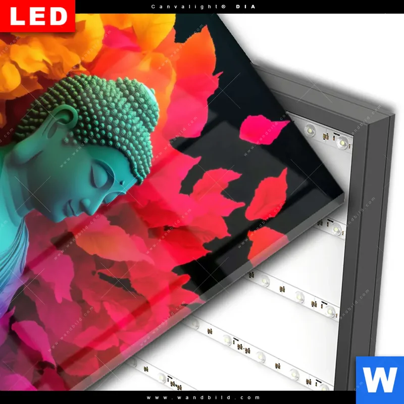 Wechselmotiv Acrylglas Canvalight® DIA | Meditierender Buddha | Hochformat