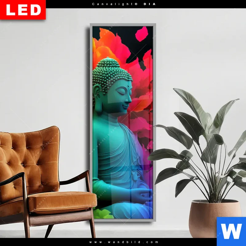 Wechselmotiv Acrylglas Canvalight® DIA | Meditierender Buddha | Schmal