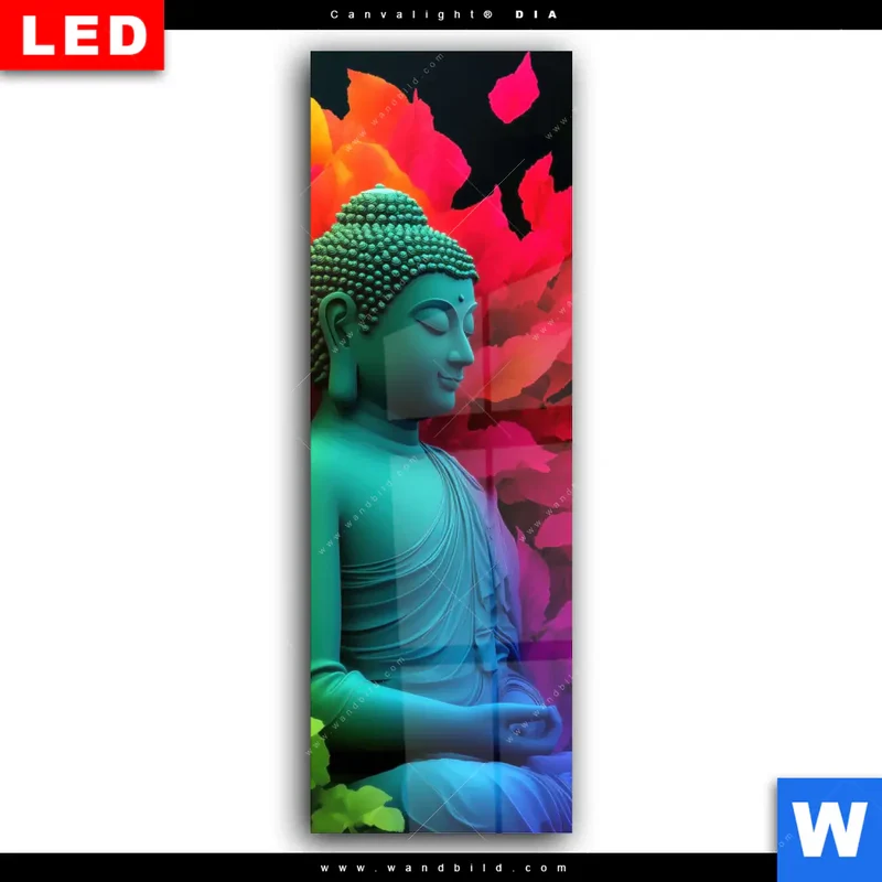 Wechselmotiv Acrylglas Canvalight® DIA | Meditierender Buddha | Schmal